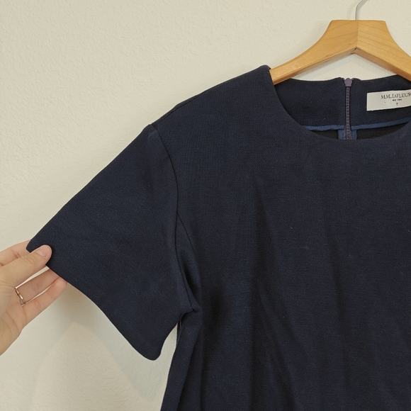 M.M. Lafleur The Krader Crew neck Top Textured Ponte In Navy Blue Size Medium - Picture 9 of 14